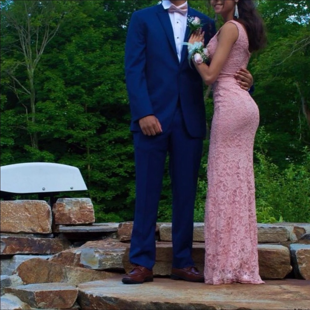 xs pink sparkly lace prom dress